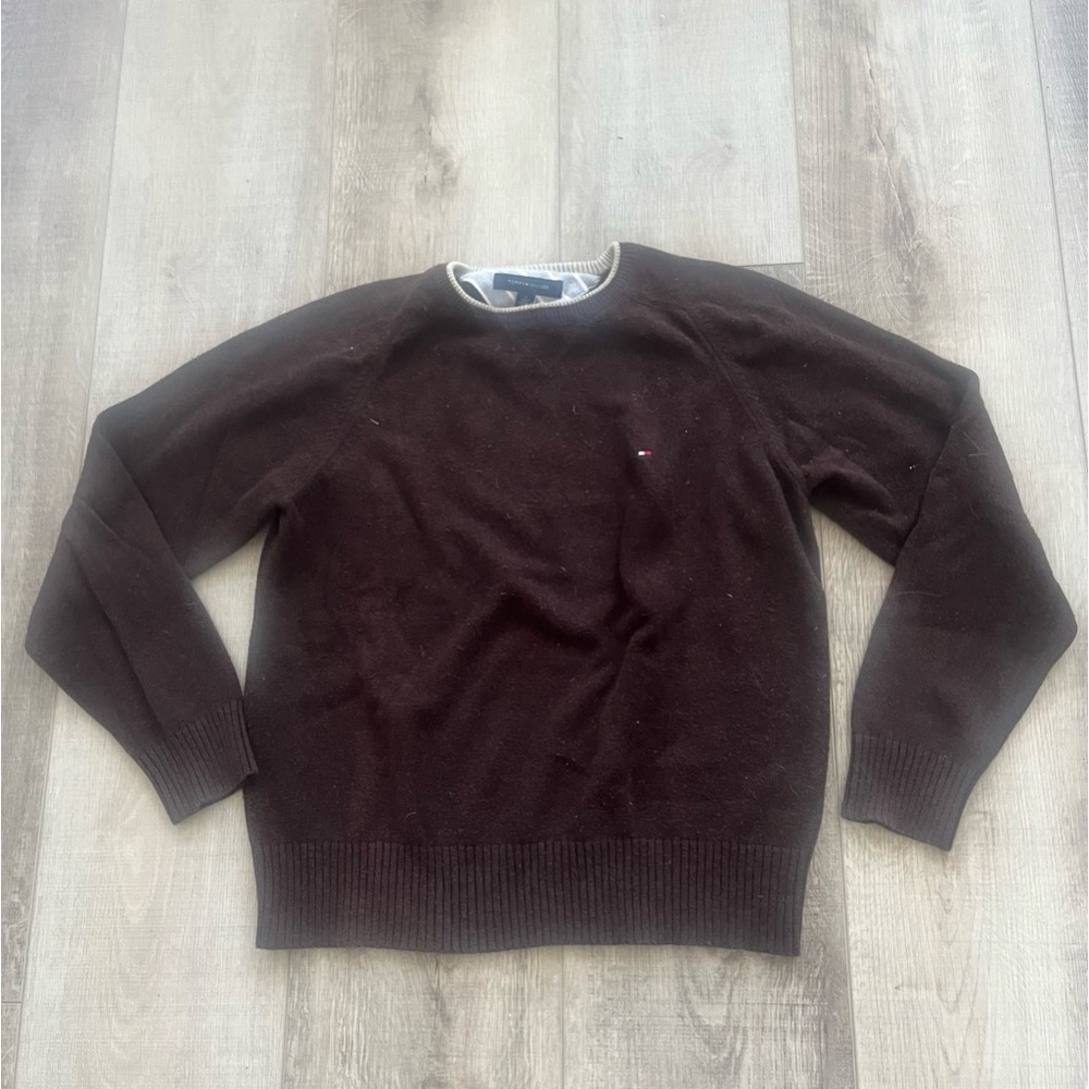 Tommy Hilfiger men’s M Brown Crewneck Cotton Sweater Pullover